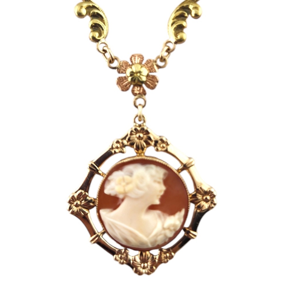 10 Karat Tri Gold Cameo Pendant Necklace #18536